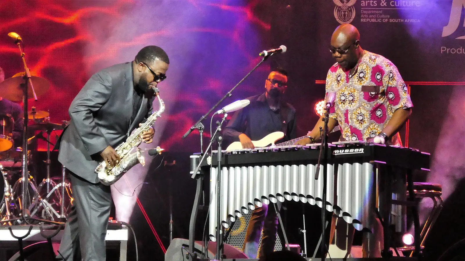 Saxophonist and vibraphone player on stage at the Cape Town International Jazz Festival
