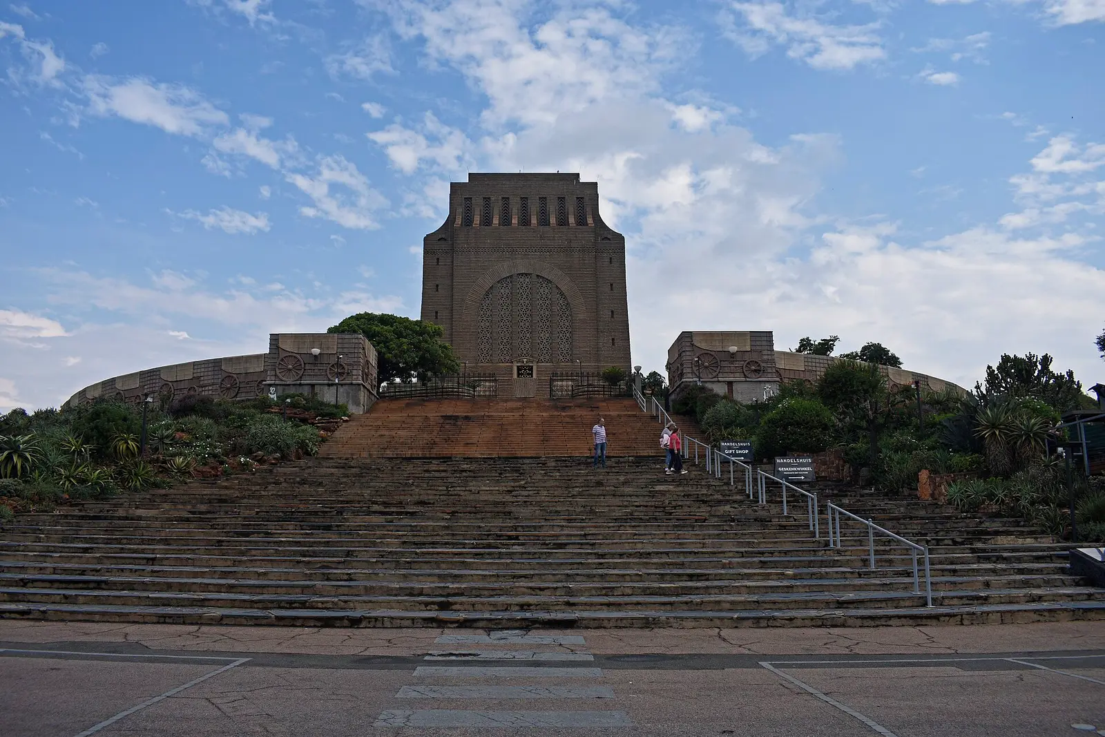 The Voortrekker Monument at the top of a wide staircase in Pretoria